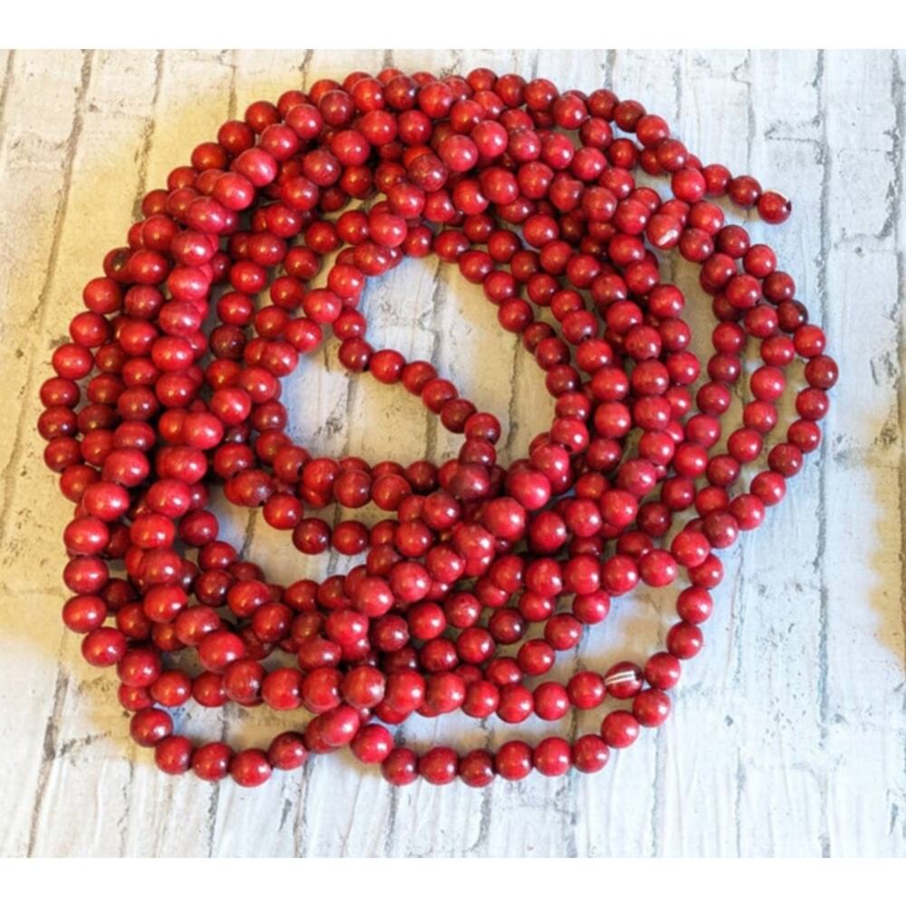 20 ft. Red Wooden Garland Beads-Christmas Decor